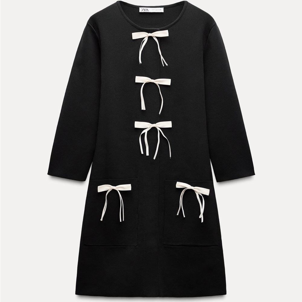 Zara Black Dress with Pink Bows